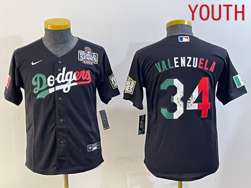 Youth Los Angeles Dodgers #34 Valenzuela Black Game 2024 Nike MLB Jersey style 1029